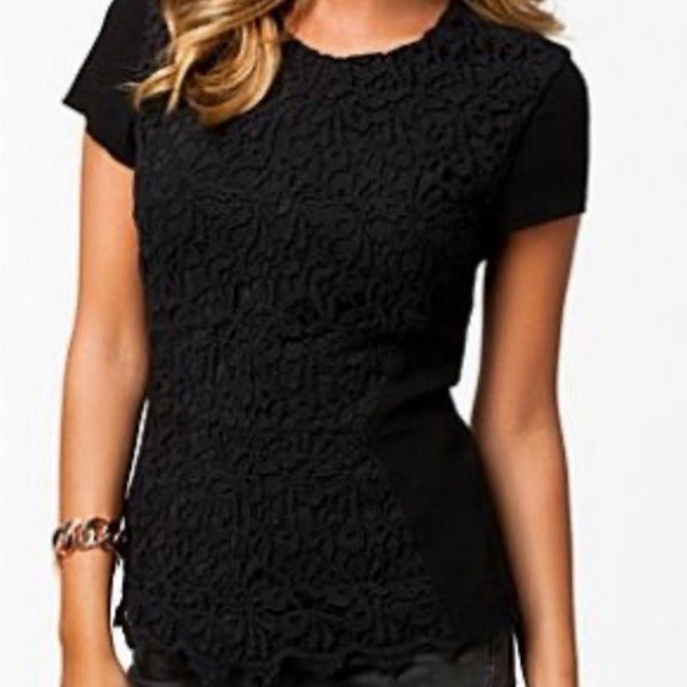 Filippa K lace overlay Top Short Sleeve XS NWOT